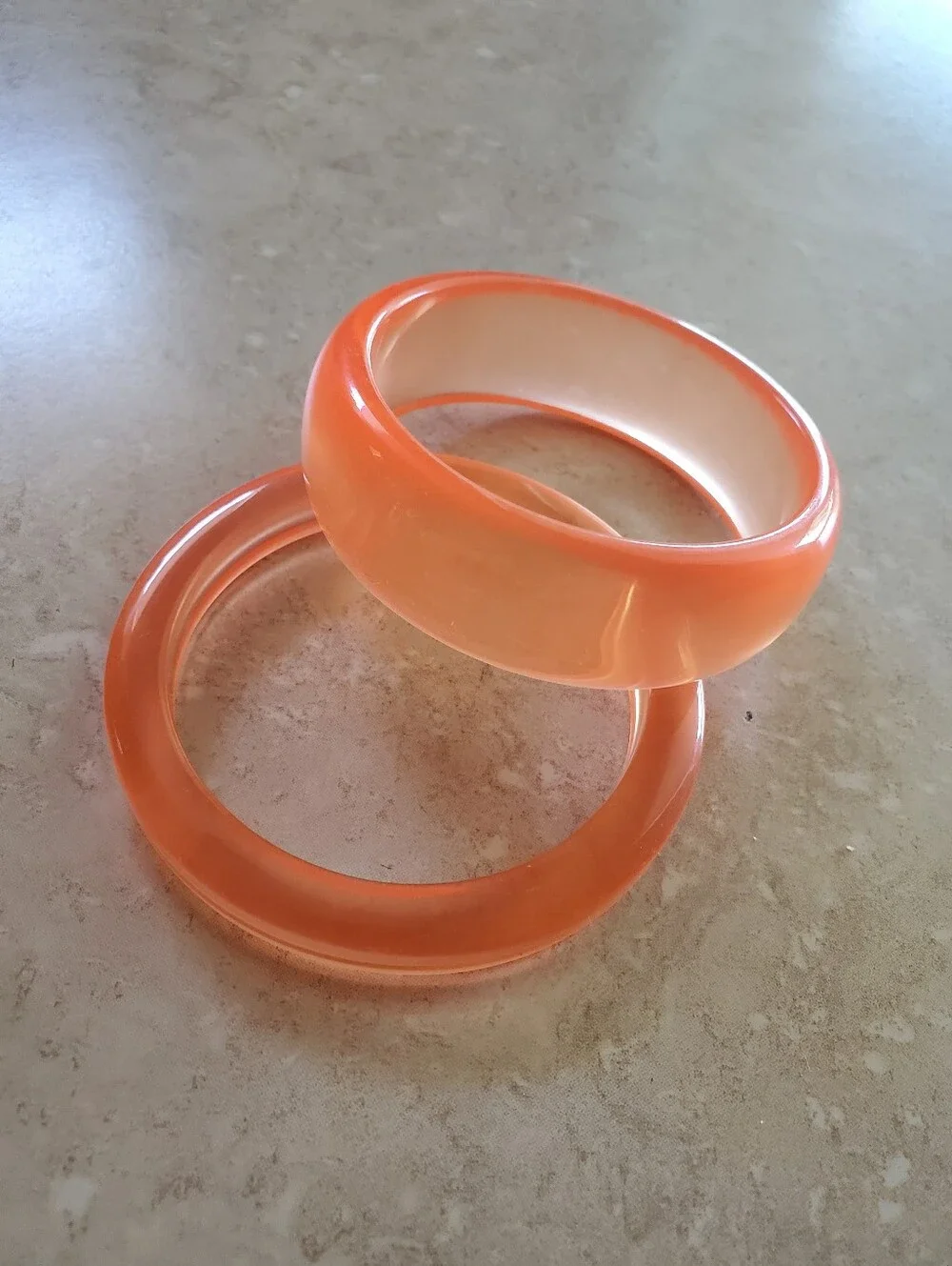 Vintage Orange Lucite Bangle Bracelets